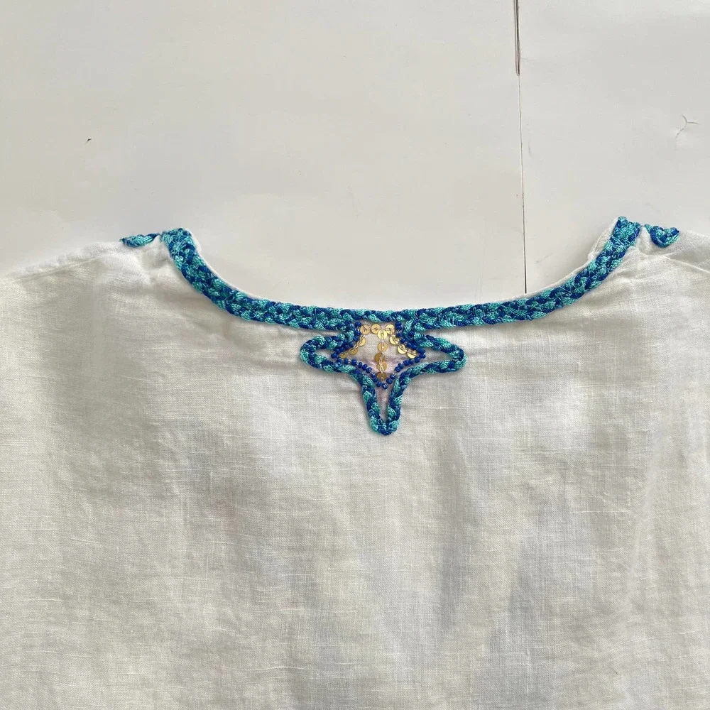 Lilly Pulitzer Amelia Island Linen Embroidered Tunic Top Women Size XS - Picture 11 of 16